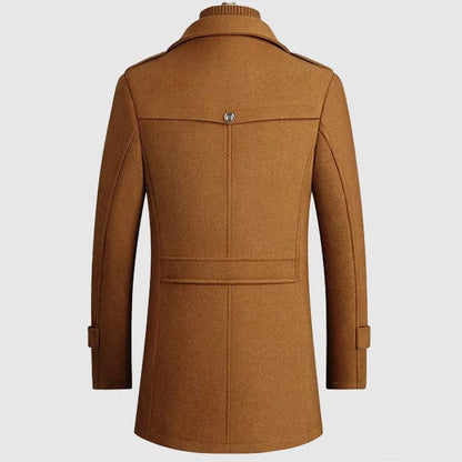 Elegant Men's Winter Coat in Wool-Cotton with Zipper - Classic Regular Fit