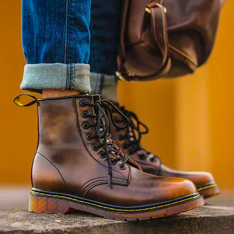 Logan | Vintage Genuine Leather Lace-Up Boots