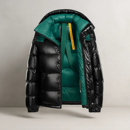 Warm Men's Puffer Jacket with Thick Padding - Winter Jacket with Full Zip