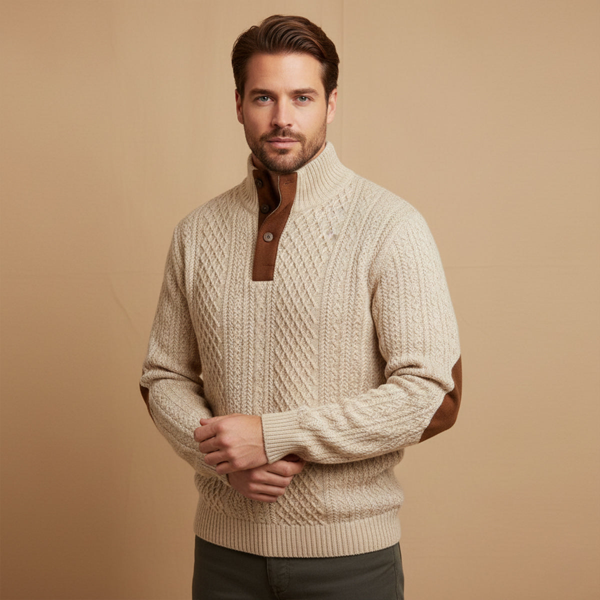 Cable-Knit Button-Front Cardigan