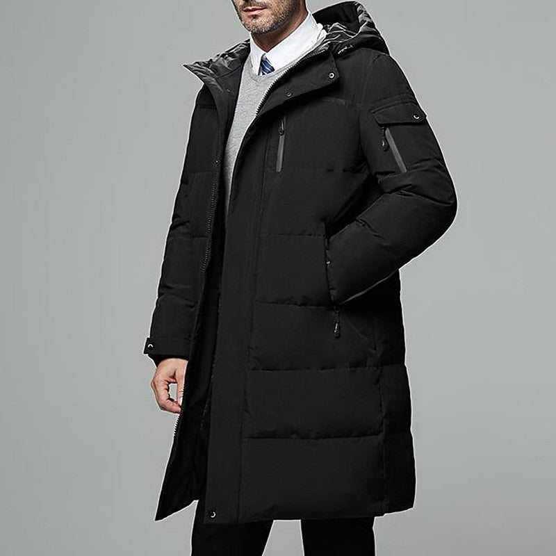 Ethan | Extra-Long Hooded Puffer Jacket with Wraparound Padding