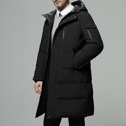Ethan | Extra-Long Hooded Puffer Jacket with Wraparound Padding