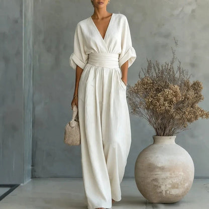 Sophia | Wide-Leg Linen Jumpsuit For Women
