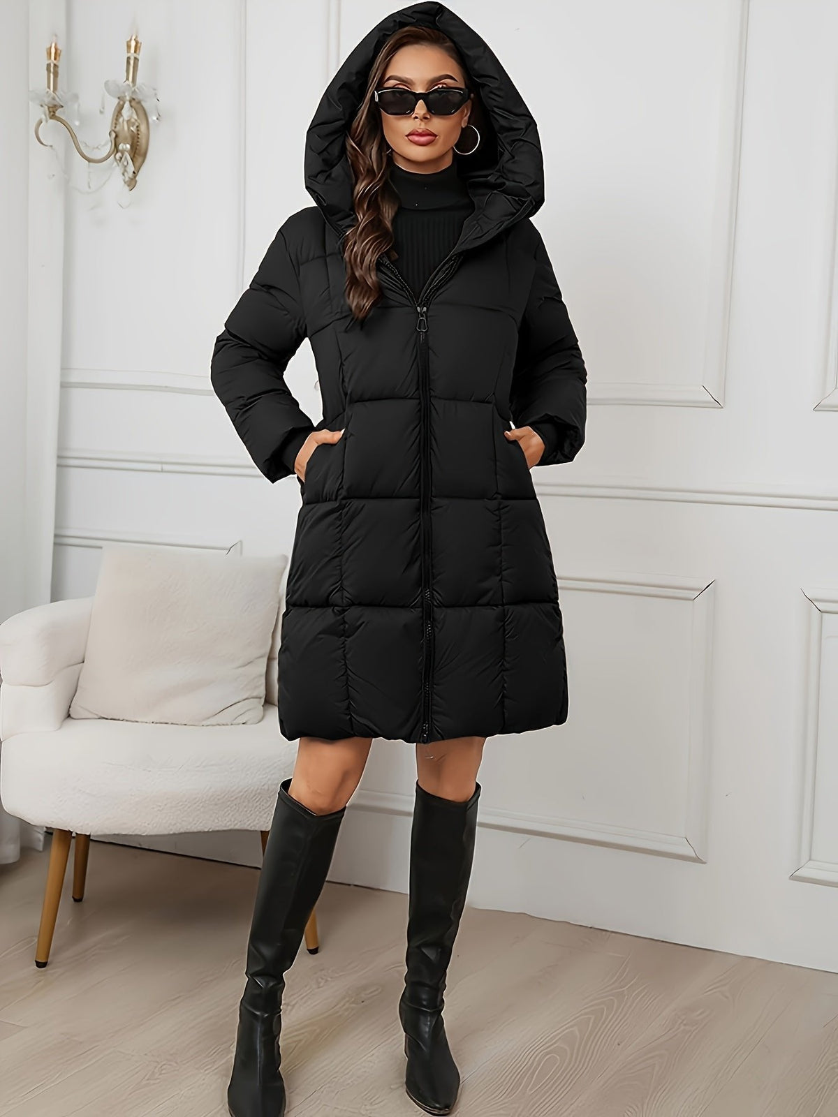Sophia | Long Puffer Jacket with Adjustable Hood and Thermal Insulation