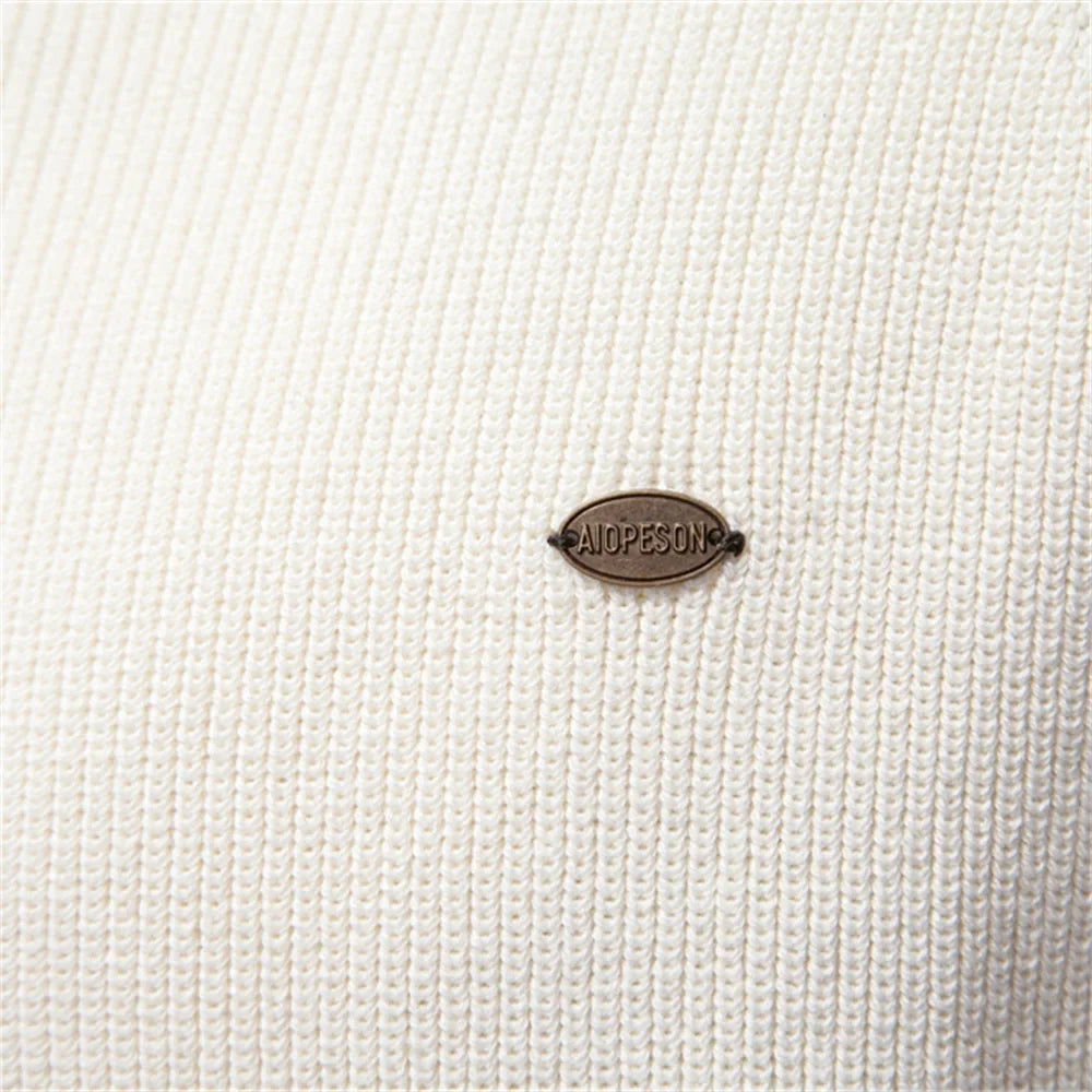 Men's Cotton Mock Neck Pullover Sweater Quarter Zip
