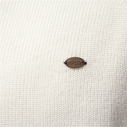 Men's Cotton Mock Neck Pullover Sweater Quarter Zip
