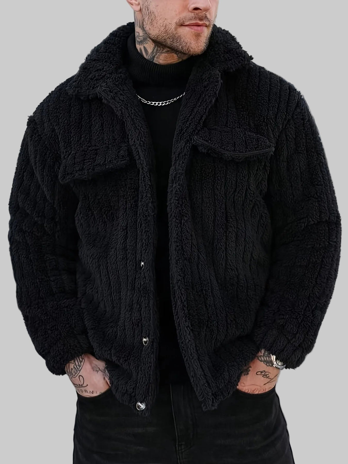 Conrad - Men's Quilted Lapel Jacket with Faux-Fur Collar
