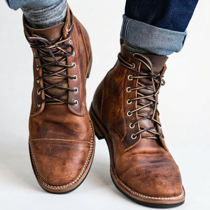 Davidson  | Vintage Leather Lace-Up Boots For Men