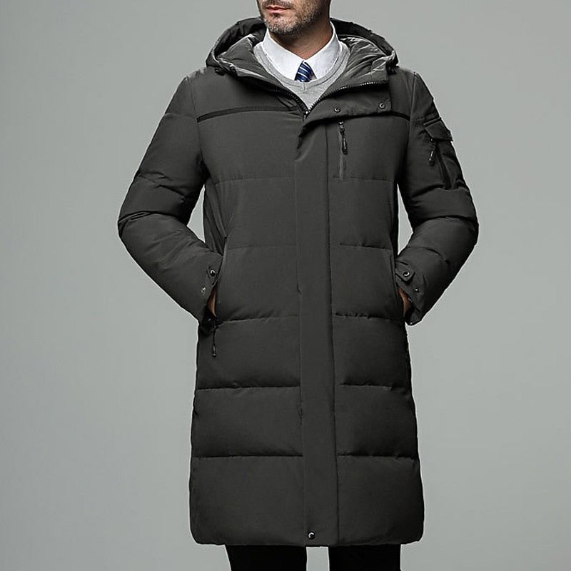 Ethan | Extra-Long Hooded Puffer Jacket with Wraparound Padding