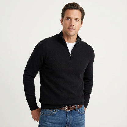 Men's Quarter-Zip Stand Collar Sweater