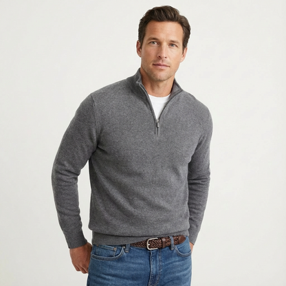 Men's Quarter-Zip Stand Collar Sweater