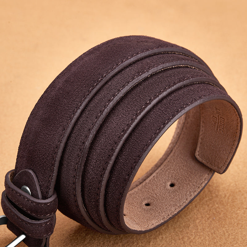 Men's Brown Suede Leather Belt