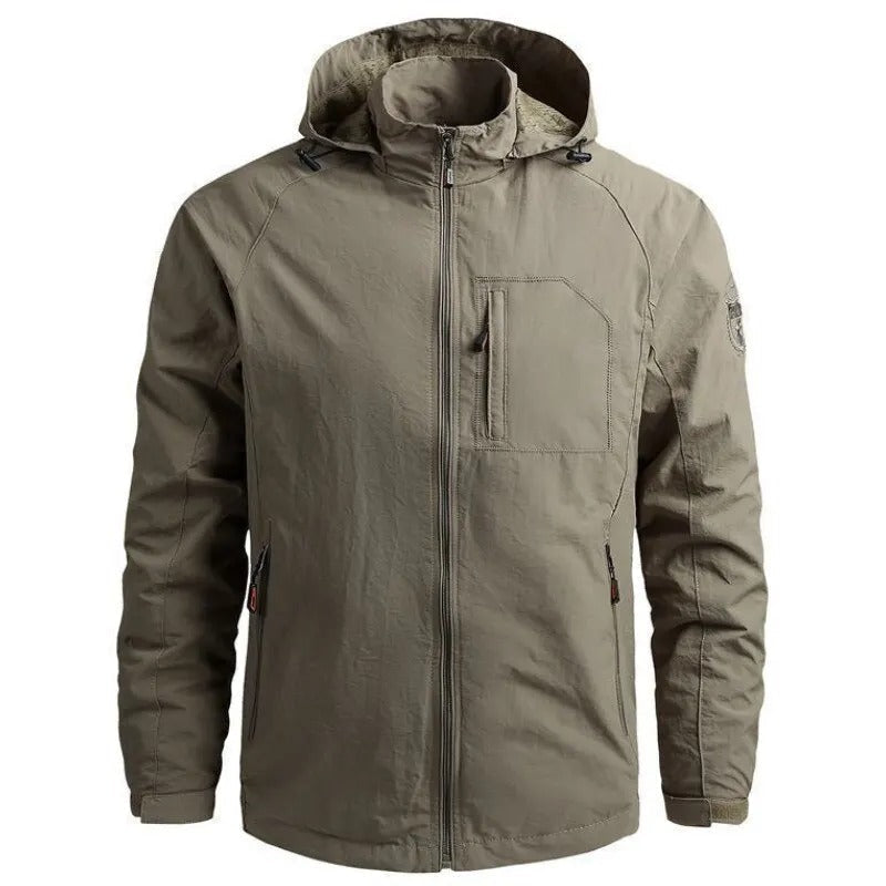 Men's Hooded Outdoor Jacket With Zip Pockets