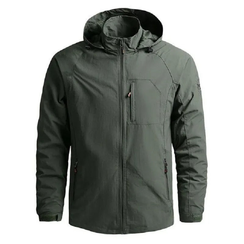 Men's Hooded Outdoor Jacket With Zip Pockets