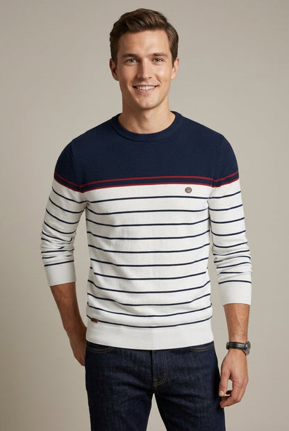 Men's Striped Crew Neck Sweater