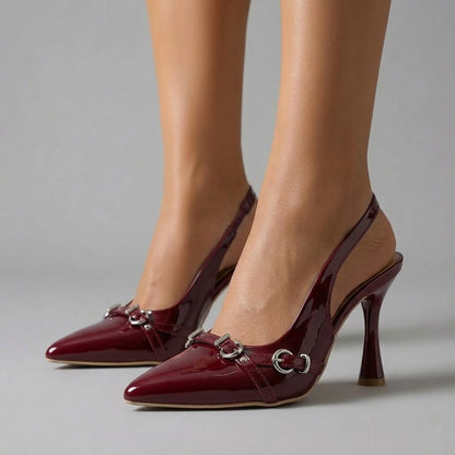 Scarlet Slingback Heels