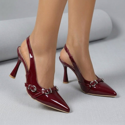 Scarlet Slingback Heels