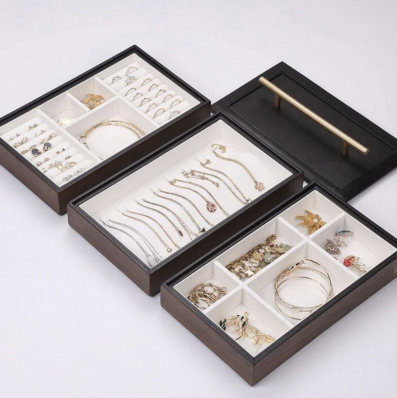 Jewelry Box — Walnut Wood Aesthetic 3-Level