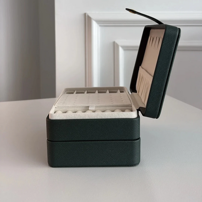 Travel Jewelry Box — Compact Two-Tier Organizer