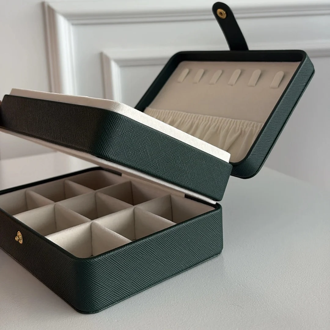 Travel Jewelry Box — Compact Two-Tier Organizer