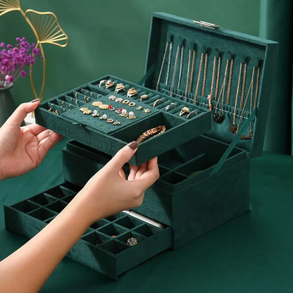 Jewelry Box — Velvet 3-Tier Storage