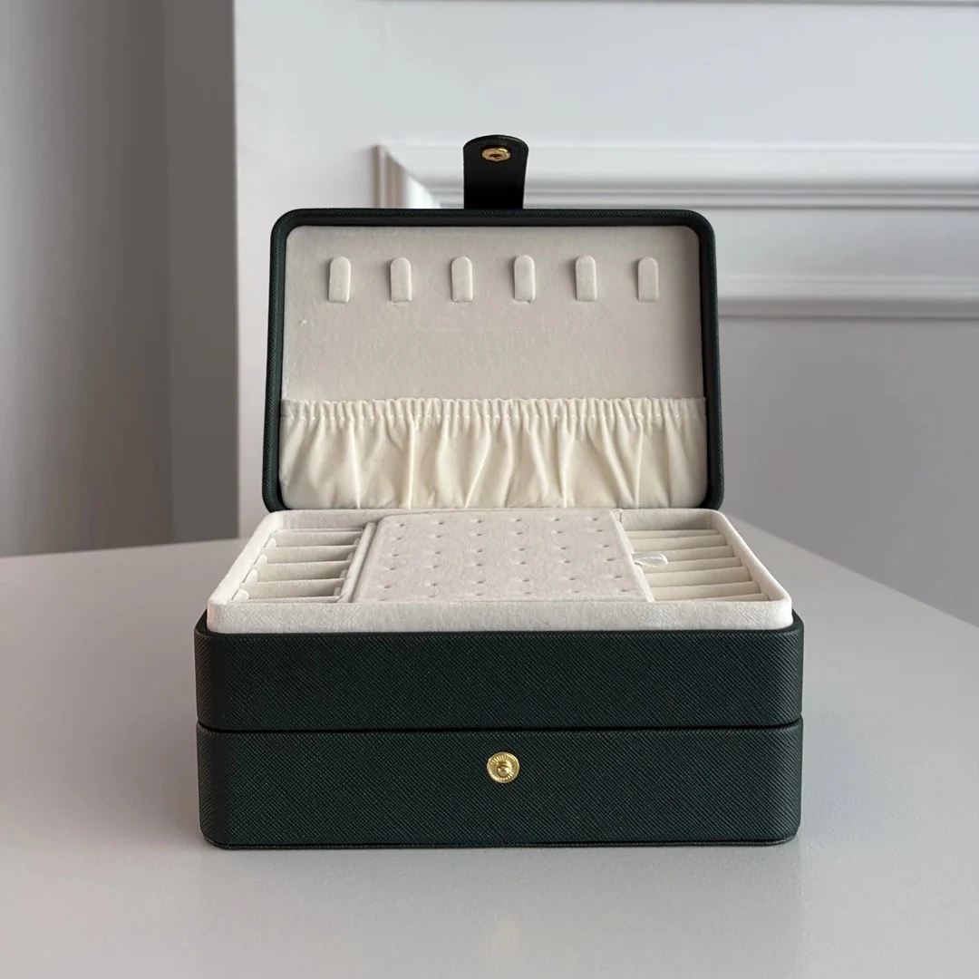 Travel Jewelry Box — Compact Two-Tier Organizer