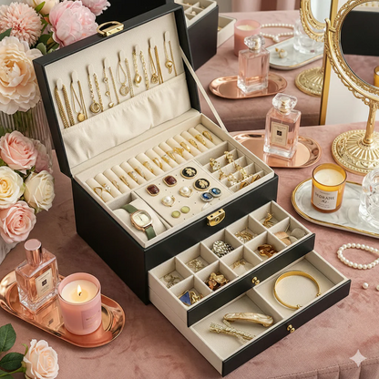 Jewelry Box with Drawers — 2-Tier Organizer