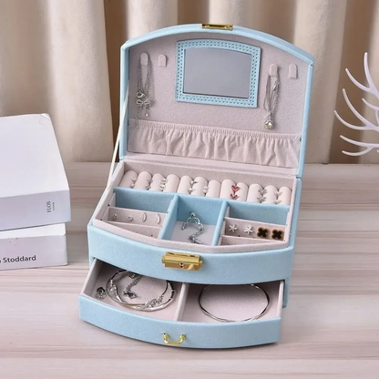 Travel Jewelry Case with Mirror — Secure Organizer
