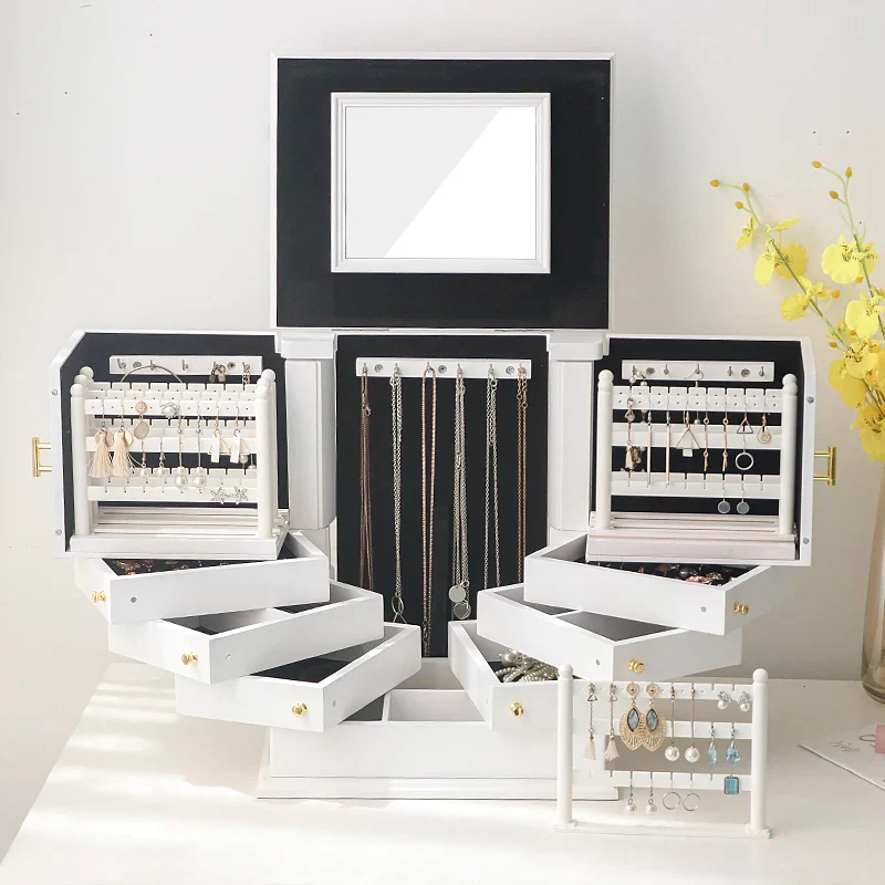 Jewelry Armoire — White Walnut with Mirror