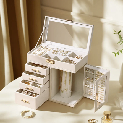 Jewelry Box with Necklace Carousel — PU Leather