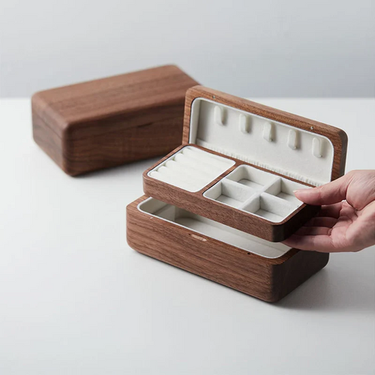 Jewelry Box — Compact Wooden Natural Finish