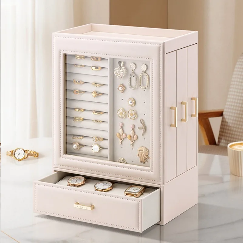 Jewelry Armoire — Vertical PU Leather HD Glass