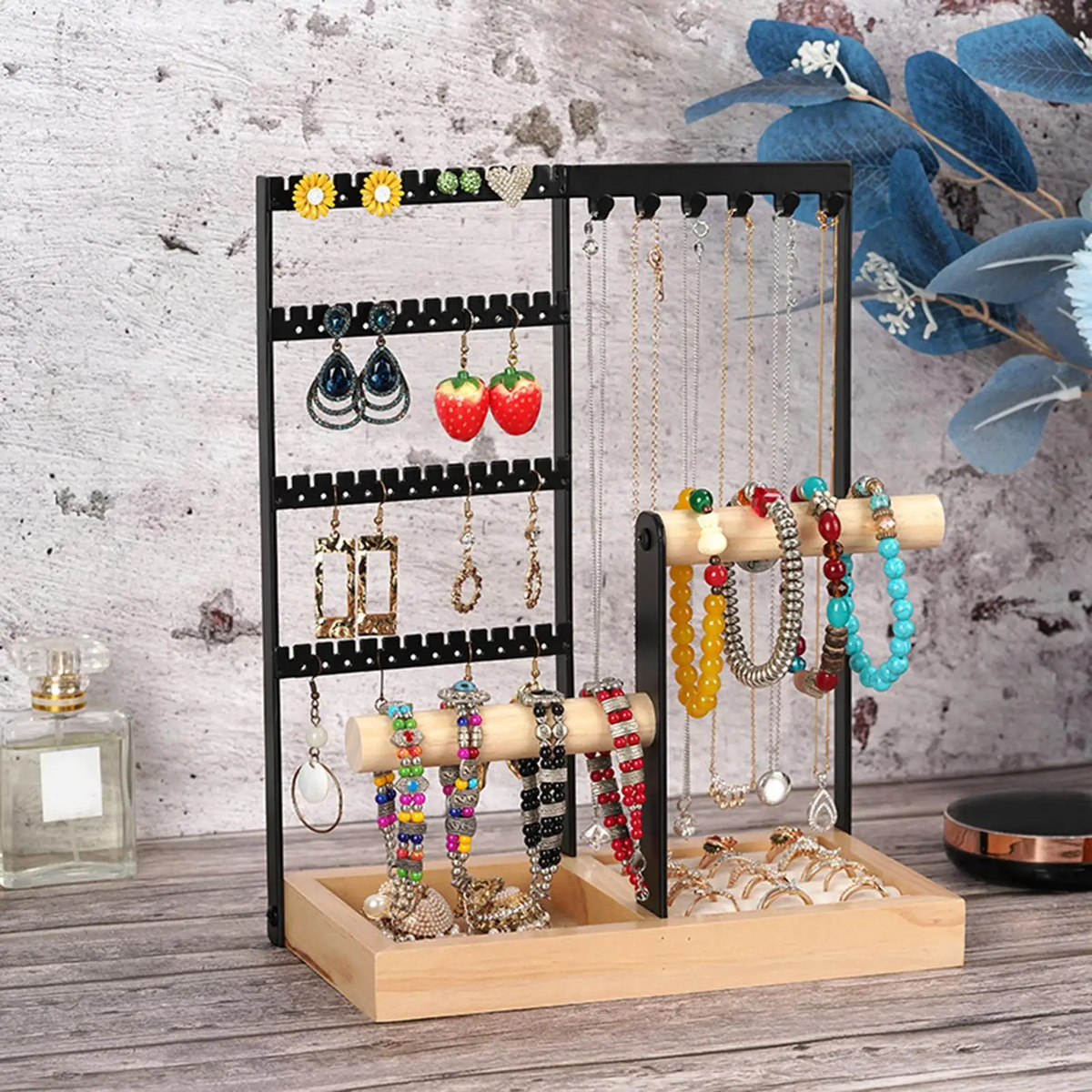 Jewelry Display Stand — Wood and Metal