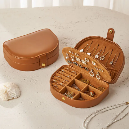 Travel Jewelry Case — Round Faux Leather