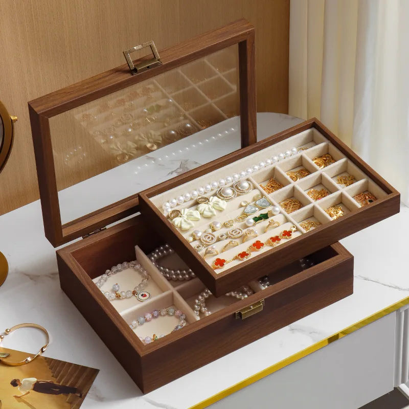 Jewelry Chest — Double-Tier Dark Wood