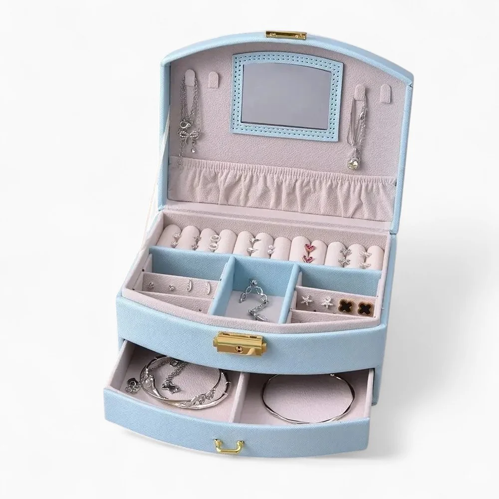 Travel Jewelry Case with Mirror — Secure Organizer