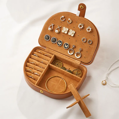 Travel Jewelry Case — Round Faux Leather