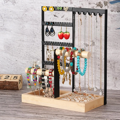Jewelry Display Stand — Wood and Metal