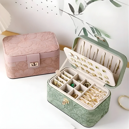Jewelry Case — Embossed Floral PU Leather