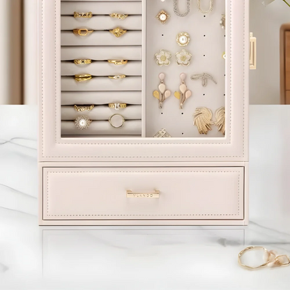 Jewelry Armoire — Vertical PU Leather HD Glass