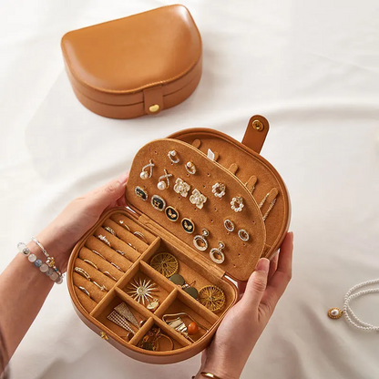 Travel Jewelry Case — Round Faux Leather