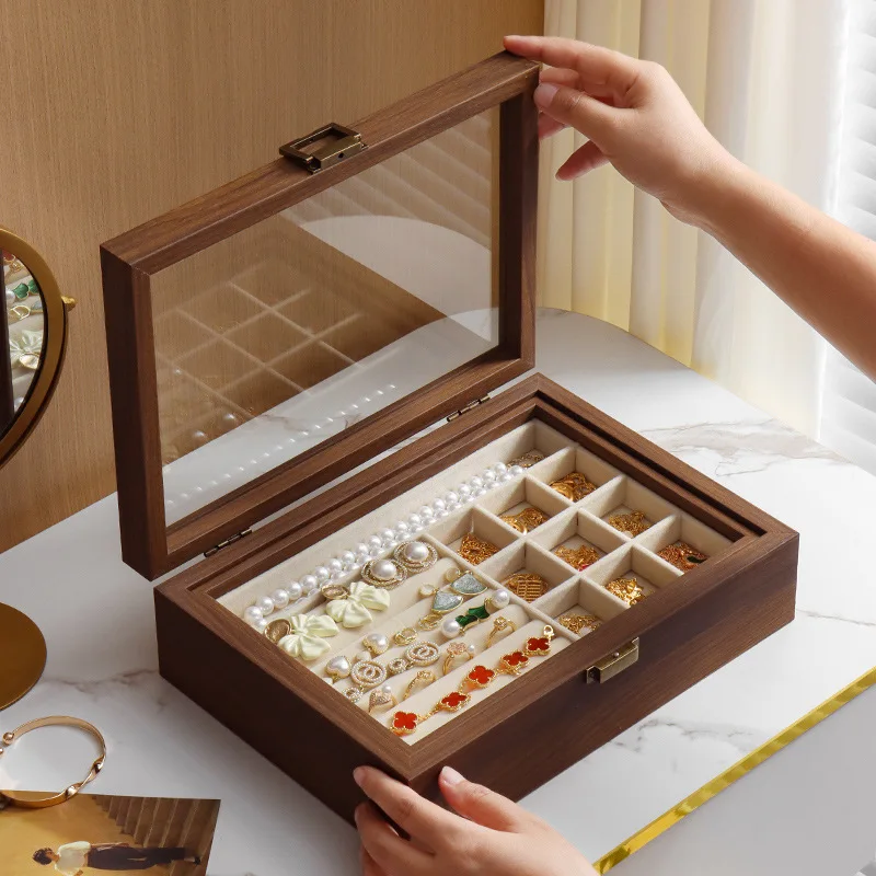 Jewelry Chest — Double-Tier Dark Wood