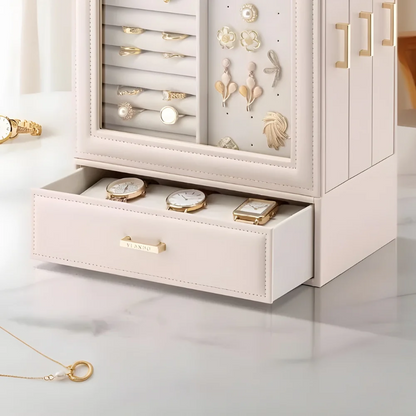 Jewelry Armoire — Vertical PU Leather HD Glass