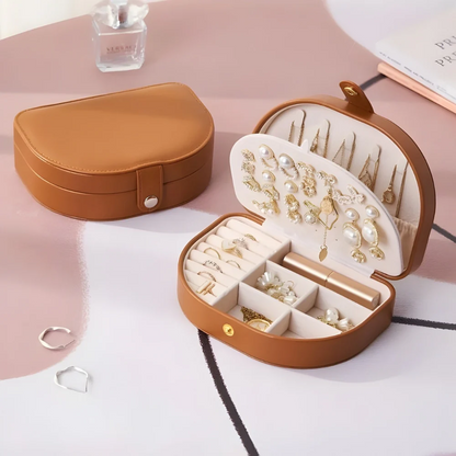 Travel Jewelry Case — Round Faux Leather