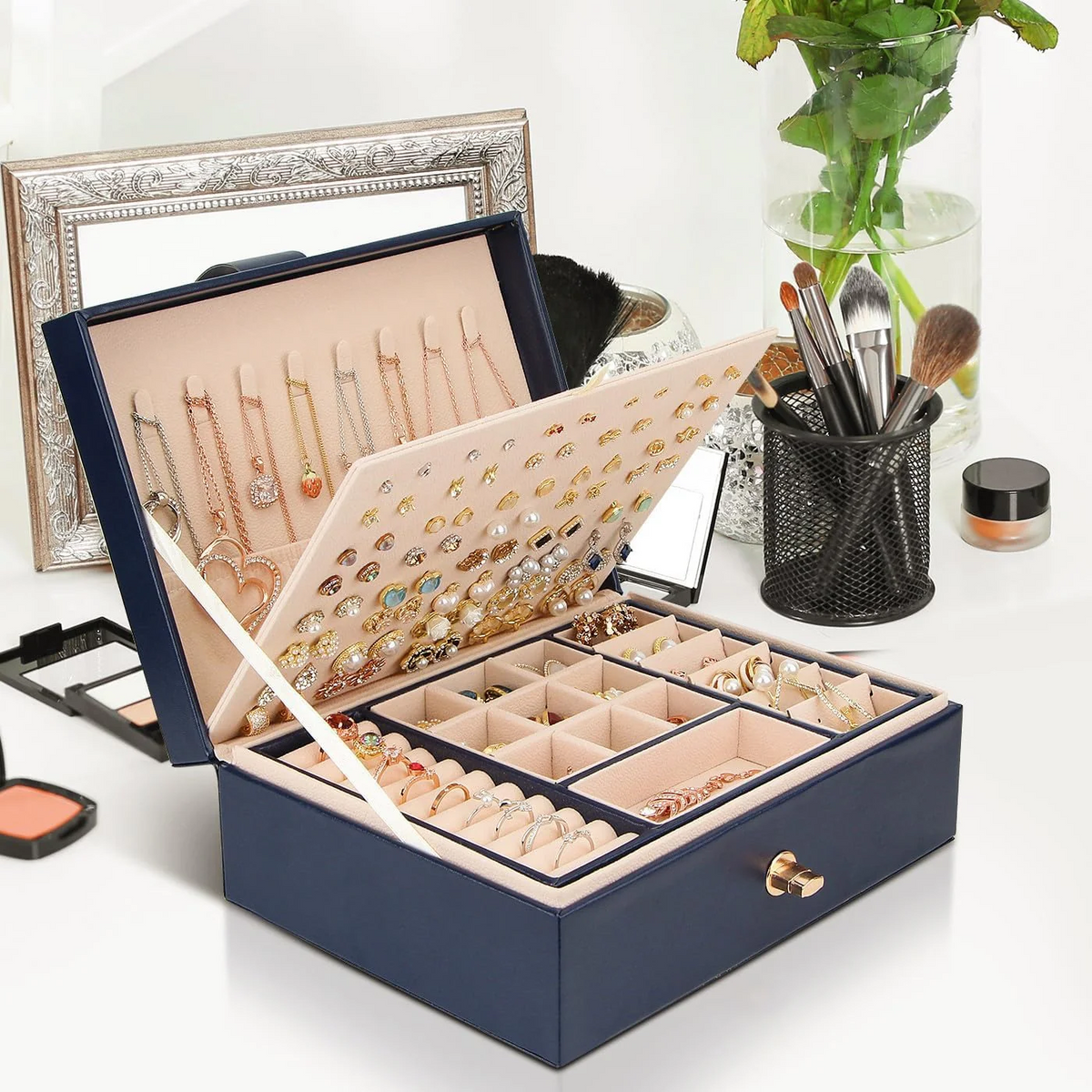 Jewelry Box — Versatile with 2 Removable Organizers
