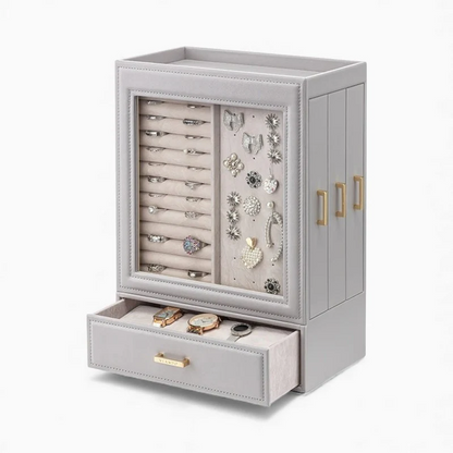 Jewelry Armoire — Vertical PU Leather HD Glass