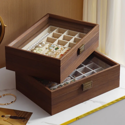Jewelry Chest — Double-Tier Dark Wood
