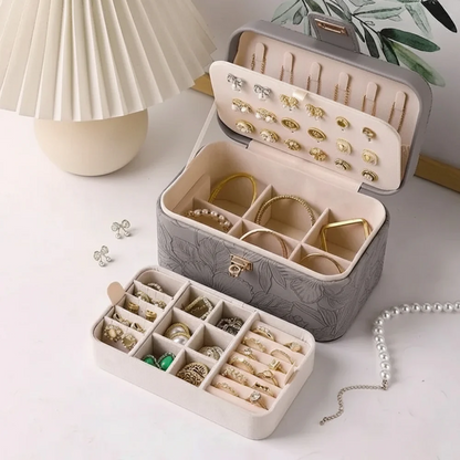 Jewelry Case — Embossed Floral PU Leather