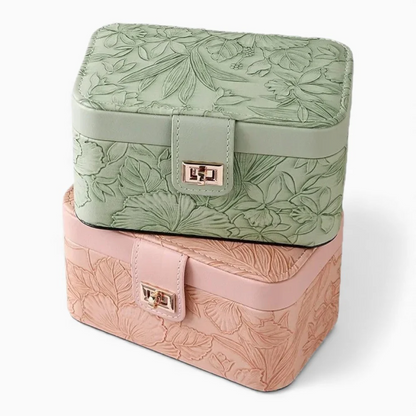 Jewelry Case — Embossed Floral PU Leather