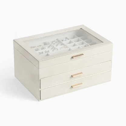 Jewelry Display Chest — 3-Tier Vegan Leather